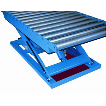 Lifting platform with gravity roller track